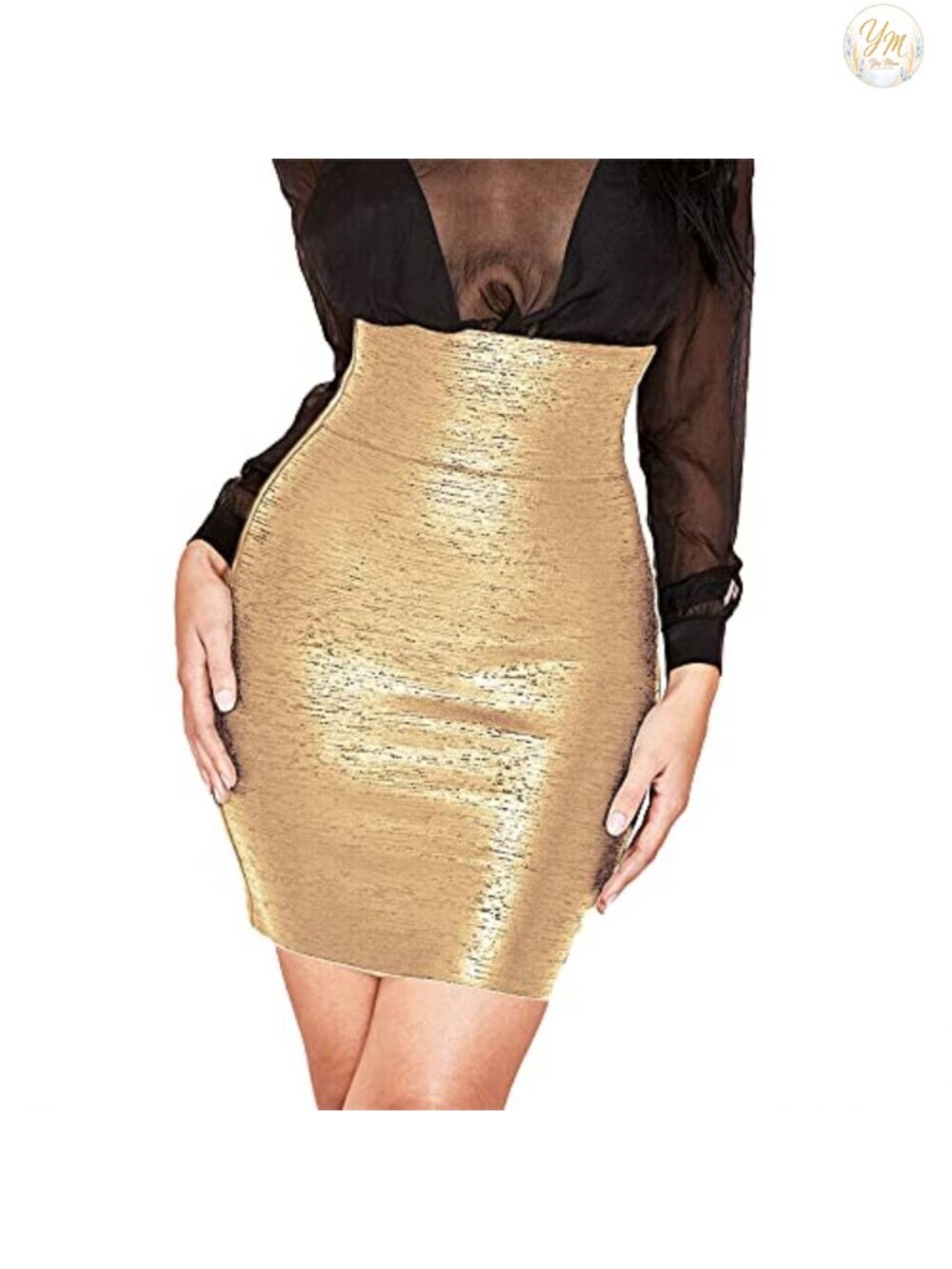 Leather High Waist Bodycon Mini Skirt Striped Stretchy Clubwear